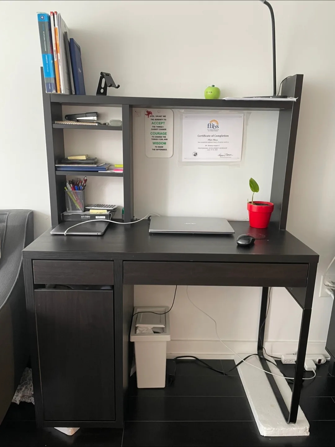Dark Brown IKEA Desk with Shelving image indicator(2)