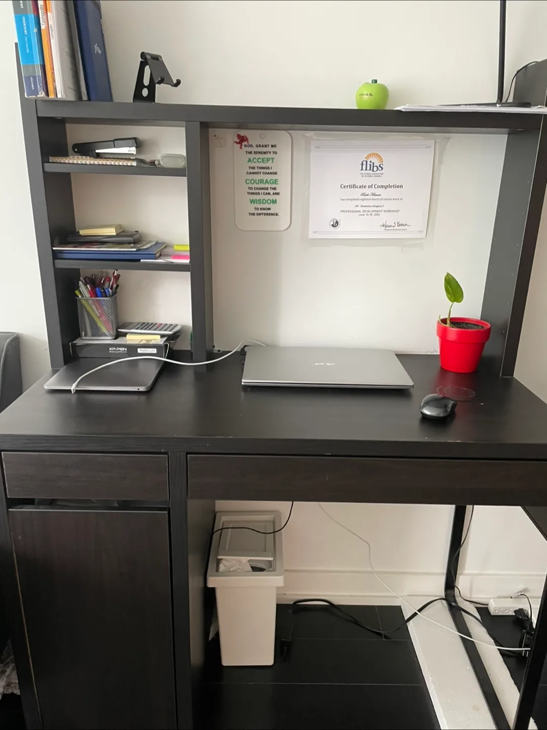 Dark Brown IKEA Desk with Shelving image indicator(8)