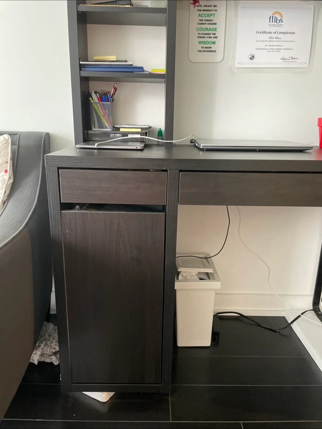 Dark Brown IKEA Desk with Shelving image indicator(7)