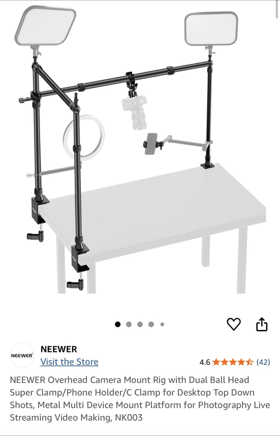 NEEWER Overhead Camera Mount Rig