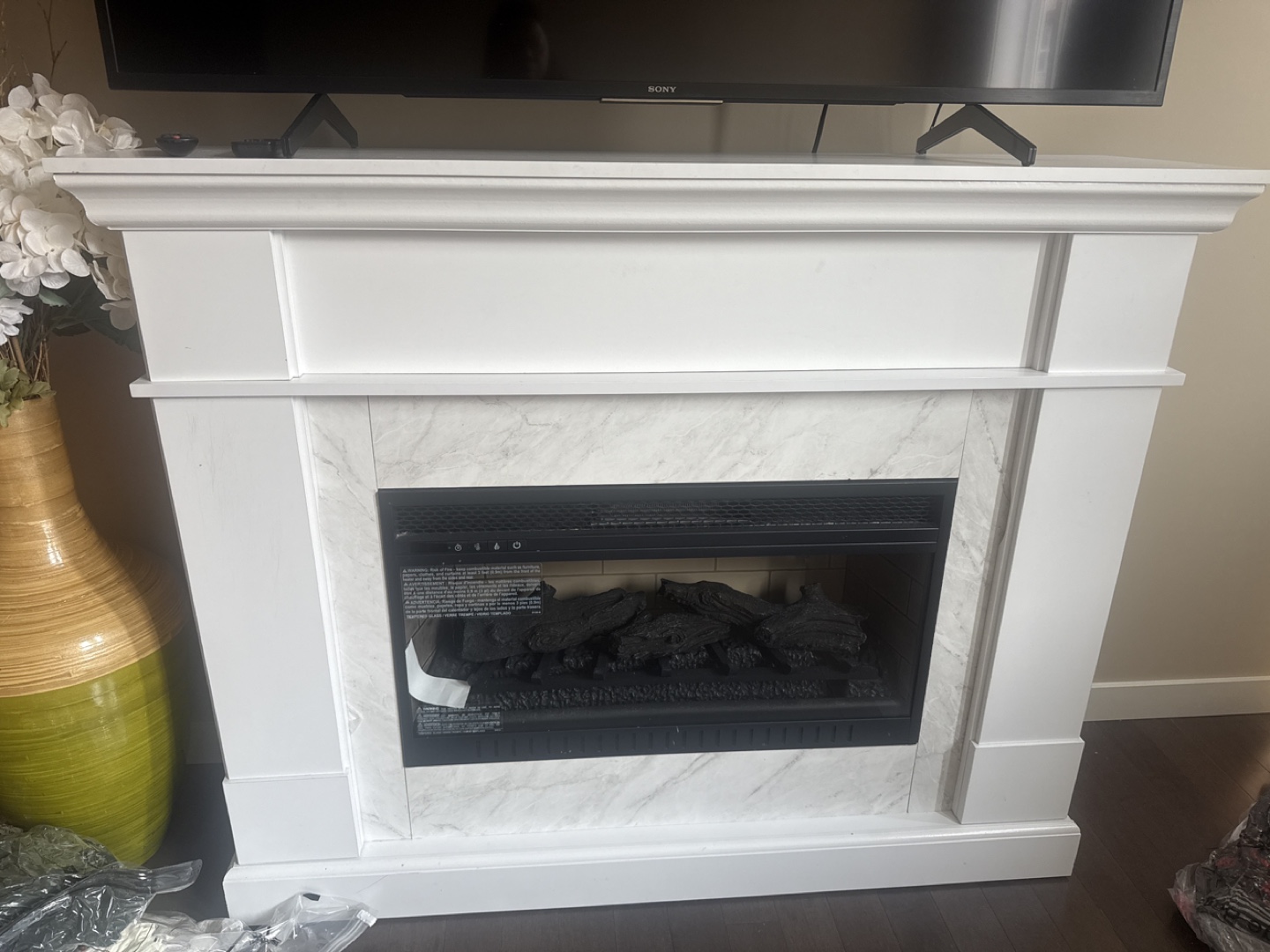 Electric Fireplace with Mantel