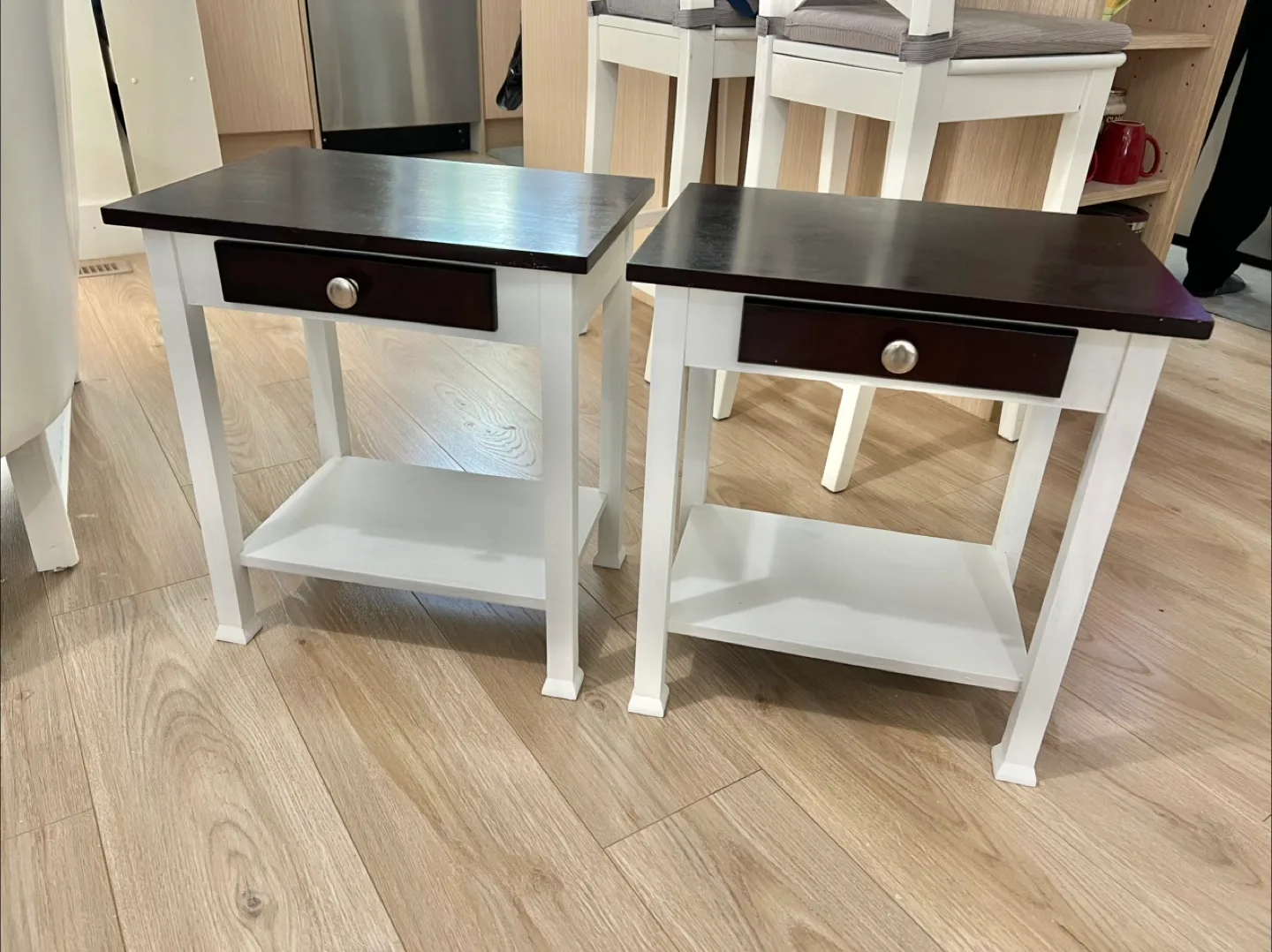 2 Side Tables, Farmhouse style, sturdy build, 1-drawer thumbnail