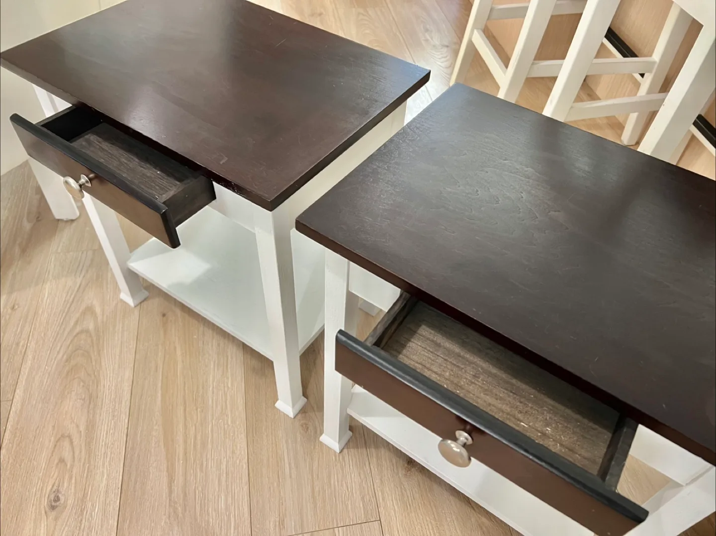 2 Side Tables, Farmhouse style, sturdy build, 1-drawer image indicator(3)
