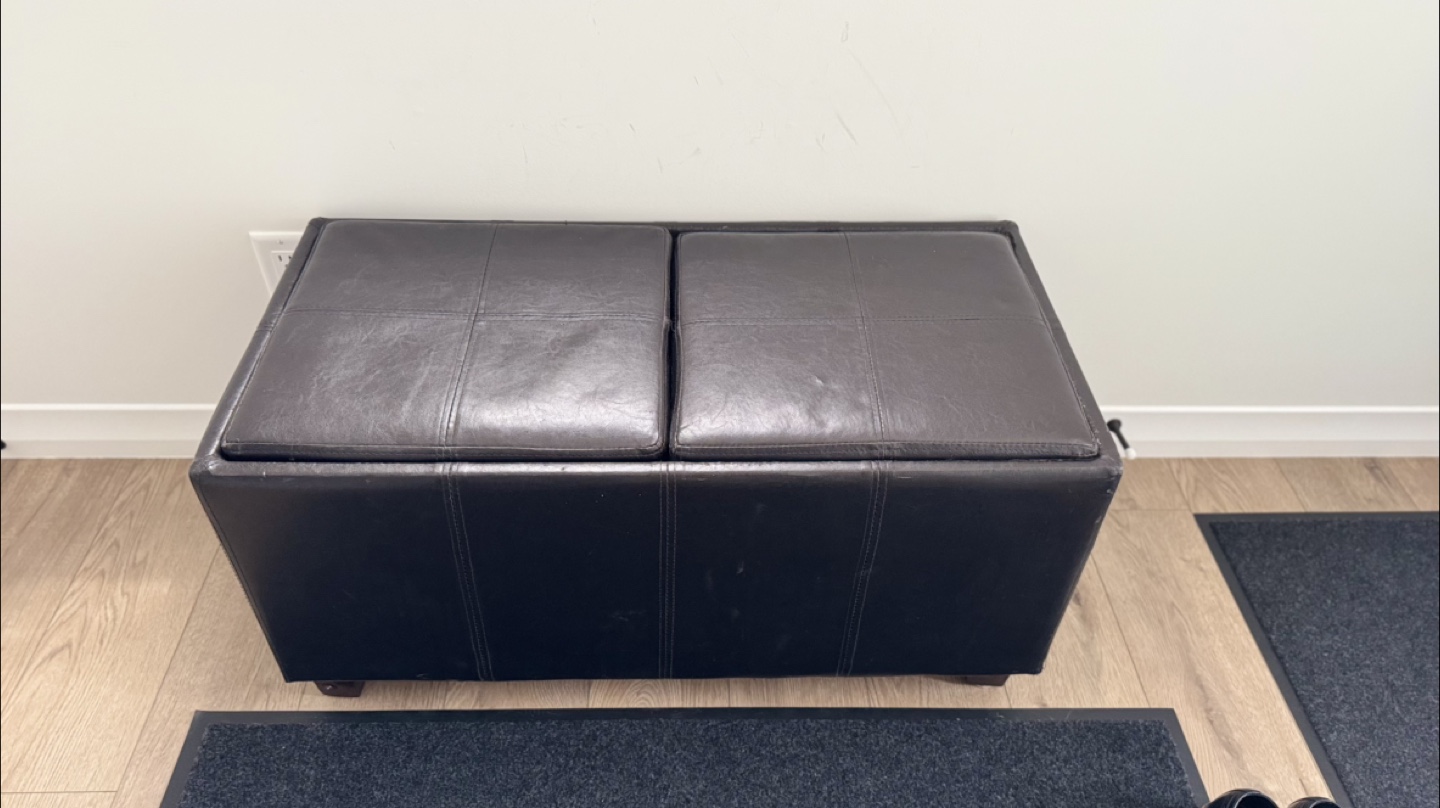 Black Leather Ottoman Storage Bench