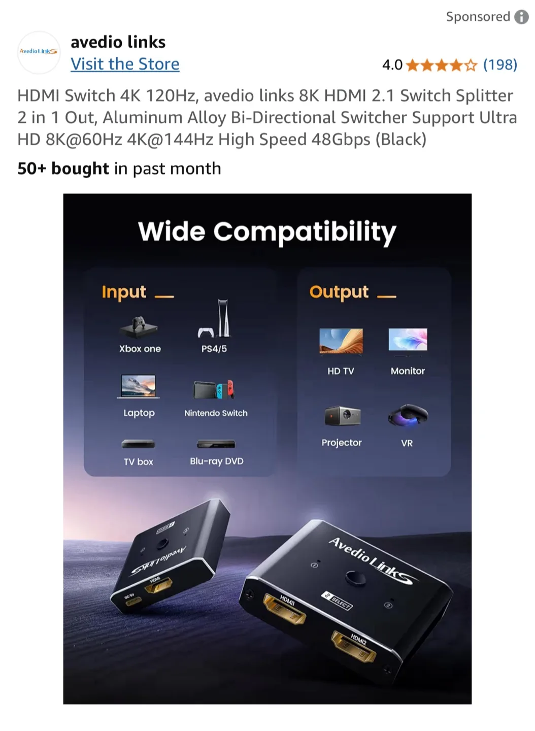 Avedio Links HDMI Switch 2 in 1 Out image indicator(5)