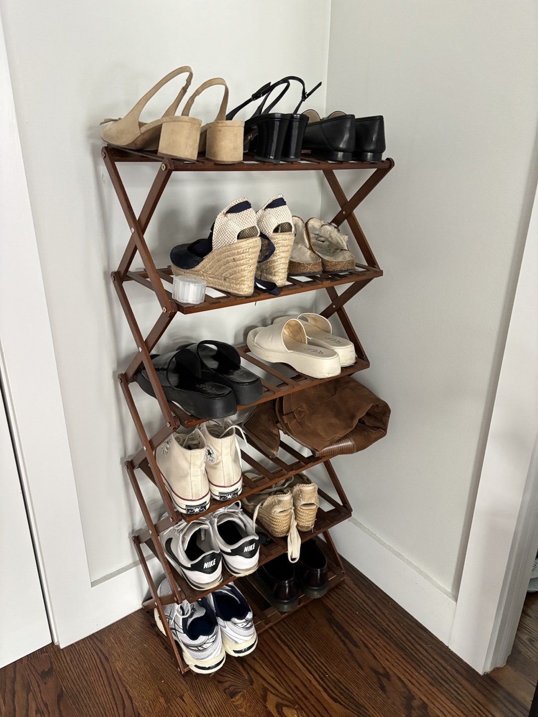 Bamboo 6 Tiers Installation-Free Foldable Organizer Shoes Rack - photo 3