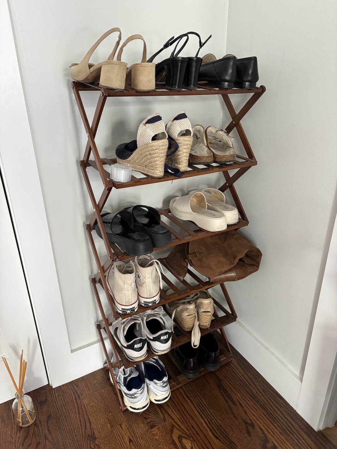 Bamboo 6 Tiers Installation-Free Foldable Organizer Shoes Rack