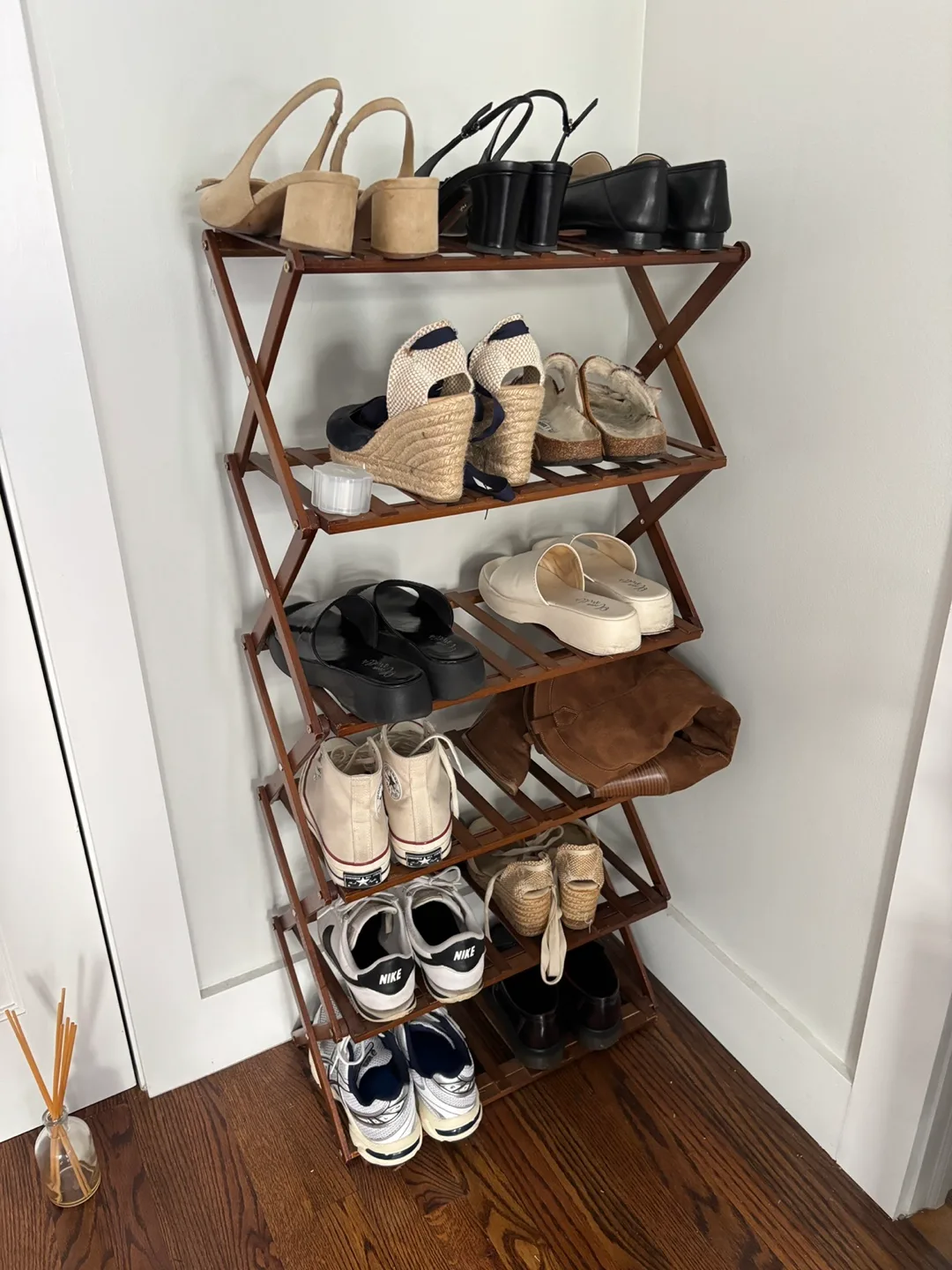 Bamboo 6 Tiers Installation-Free Foldable Organizer Shoes Rack thumbnail