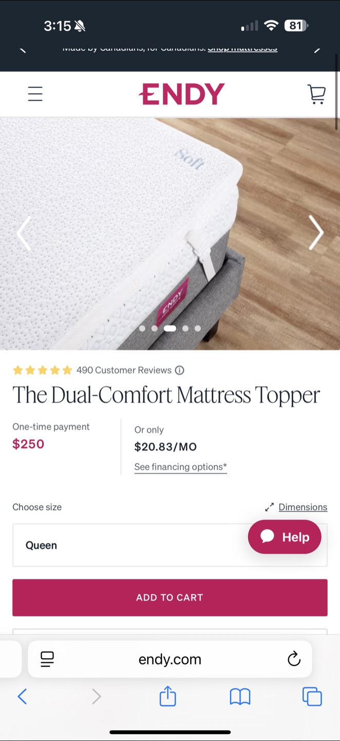 Endy Queen Mattress Topper - photo 2