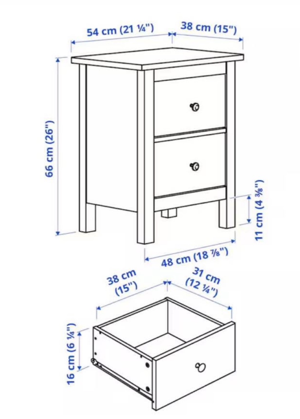 White Two Drawer Nightstand (IKEA HEMNES) - photo 3