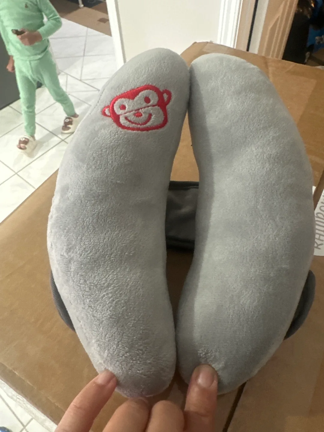 Newborn Soft Grey Monkey Neck Pillow thumbnail