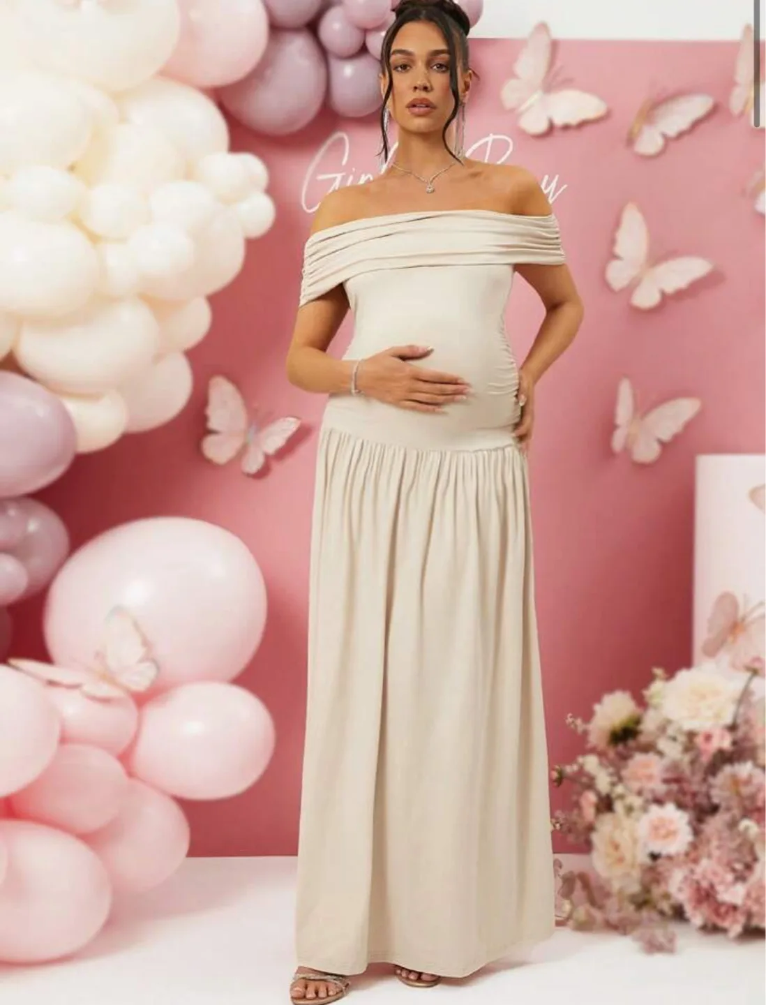 Off-Shoulder Maternity Dress / baby shower dress thumbnail