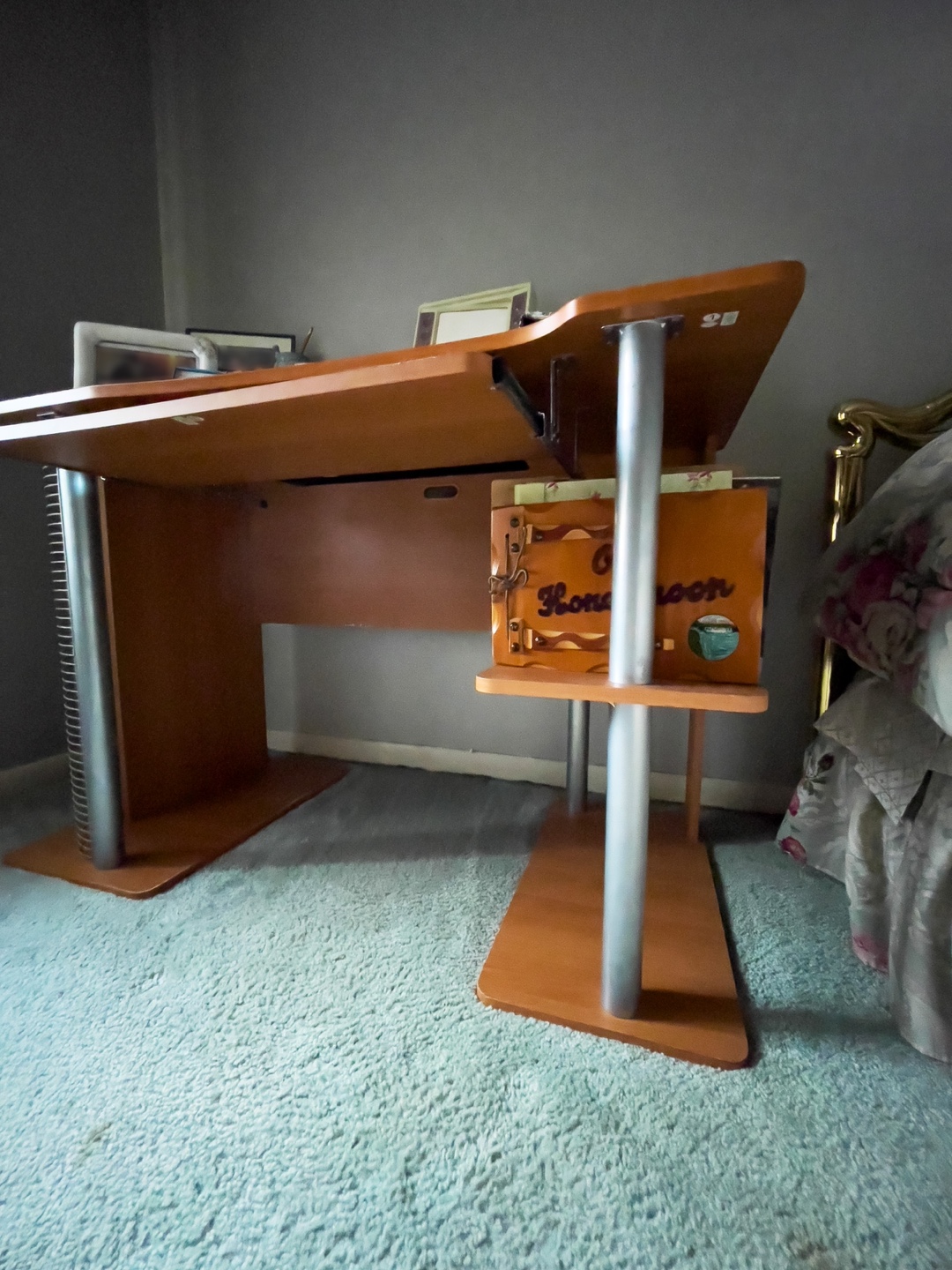 Large Vintage Desk With Shelves - photo 4