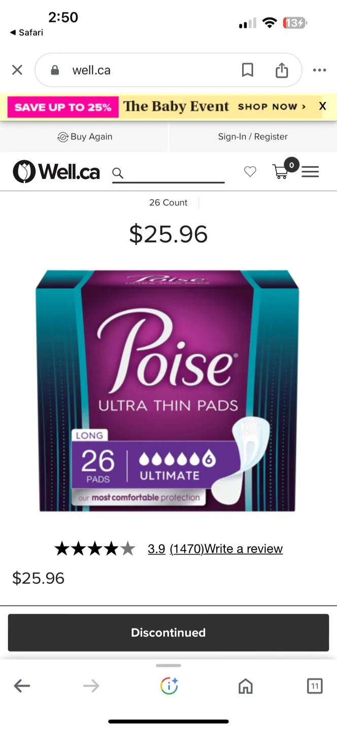 Poise Ultra Thin Pads thumbnail