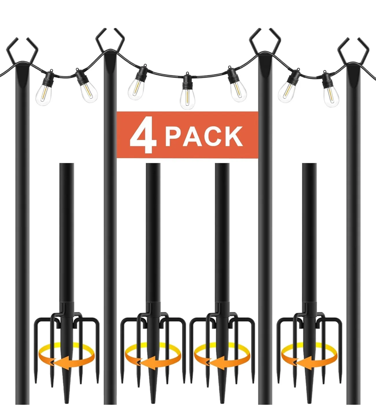 OHLUX 4 Pack String Light Poles 10Ft thumbnail
