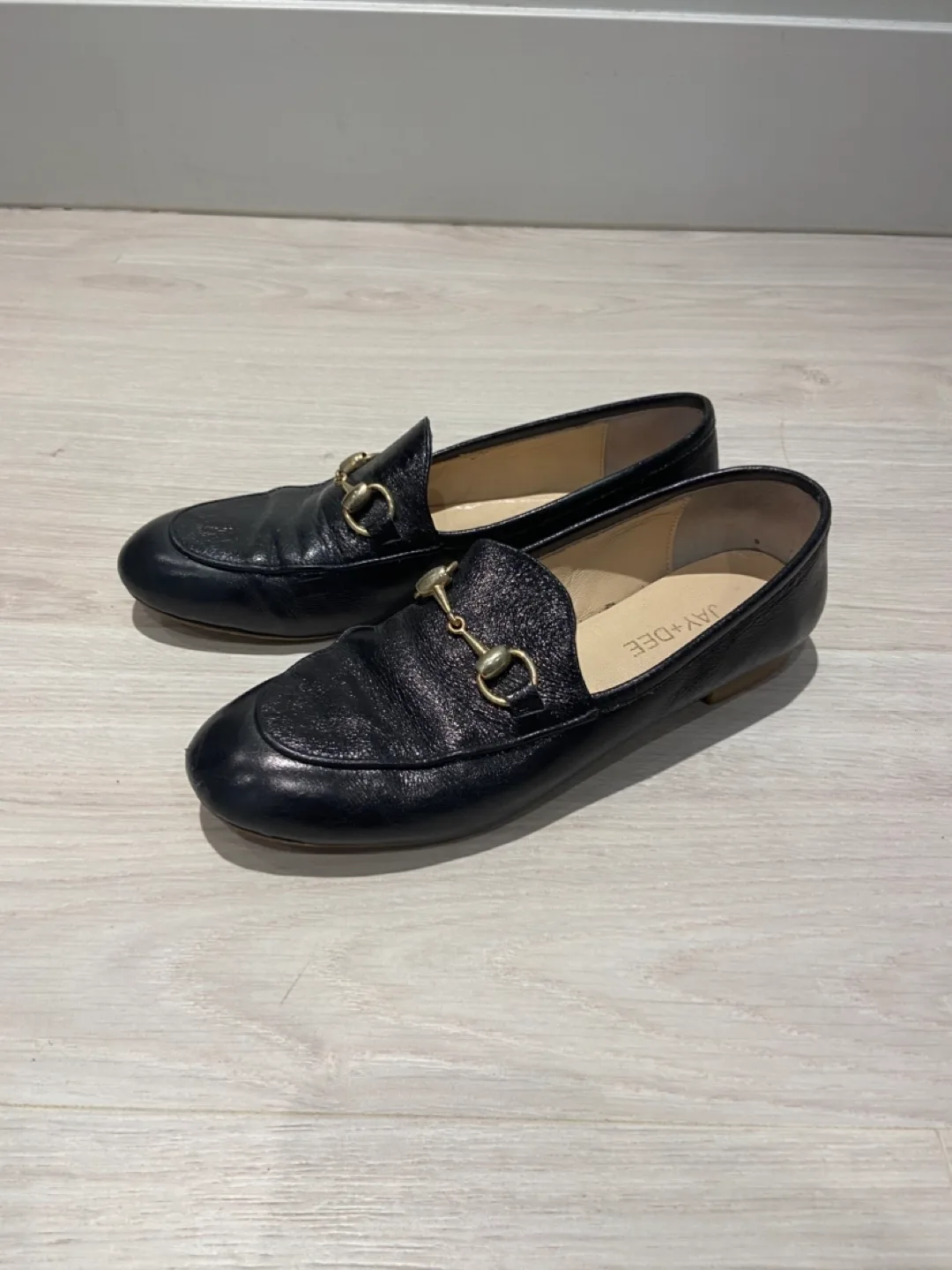 Jay Dee Black Leather Loafers - Size 38 thumbnail