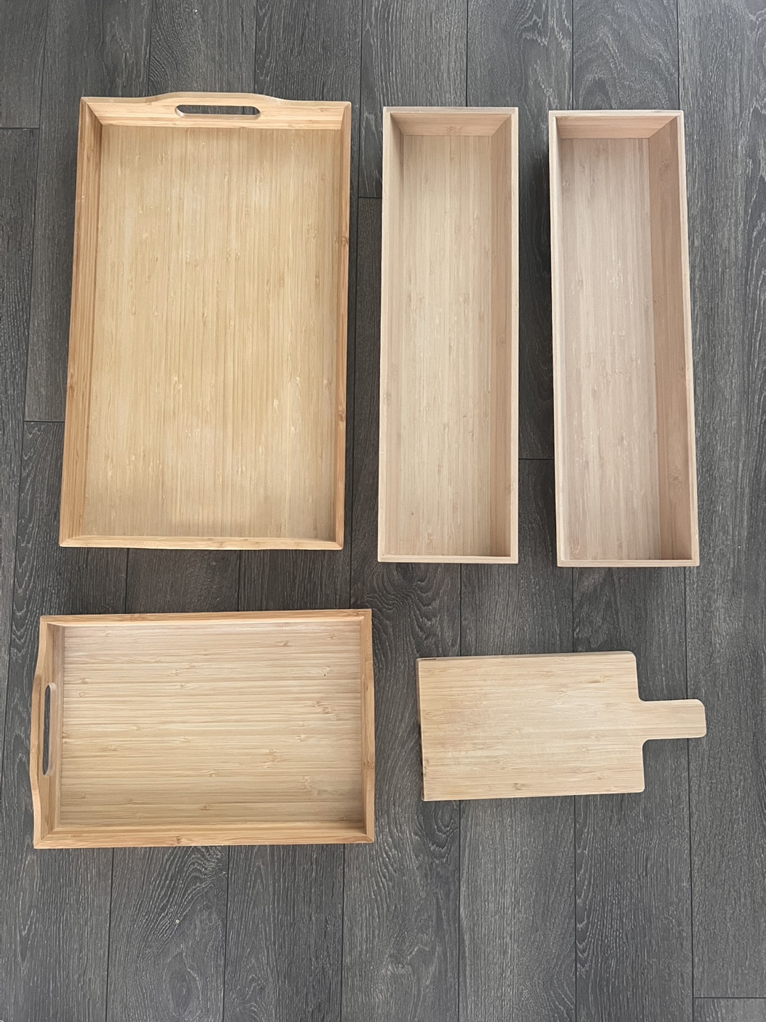 Wooden Trays and Cutting Board Set