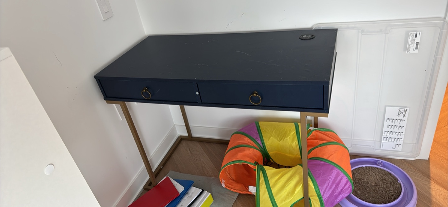 Modern Navy Desk with Gold Accents