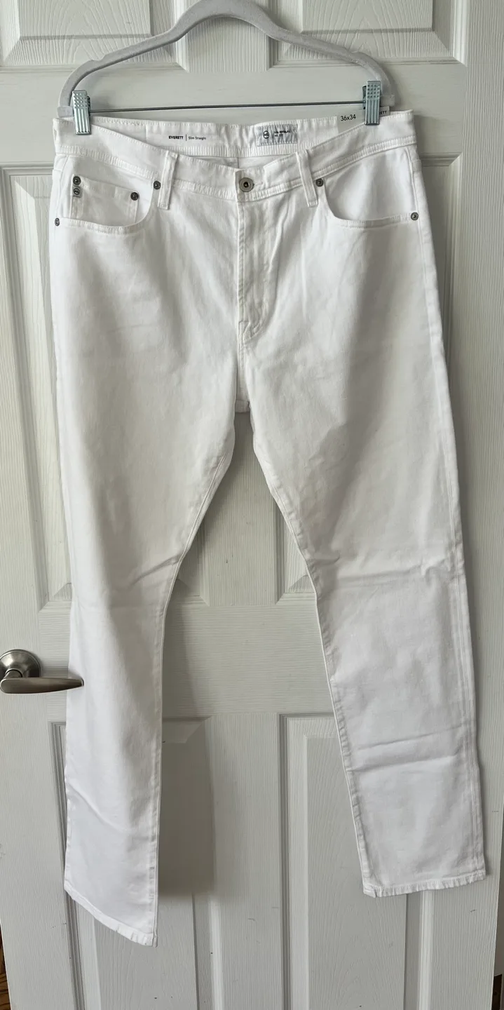 AG Everett White Slim Straight Jeans thumbnail