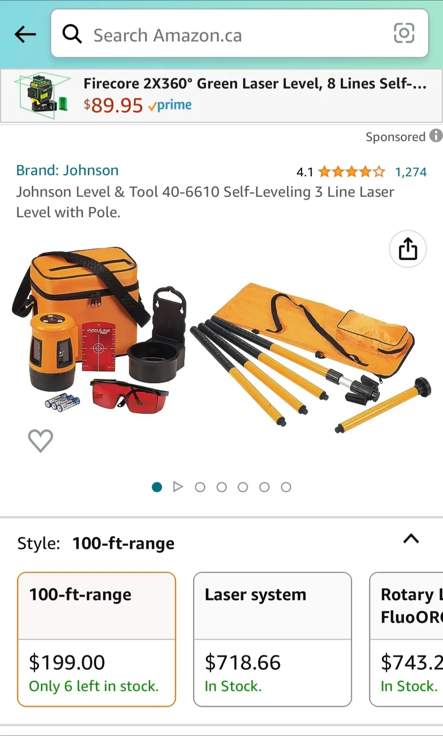 Johnson Laser Level and Pole Kit thumbnail