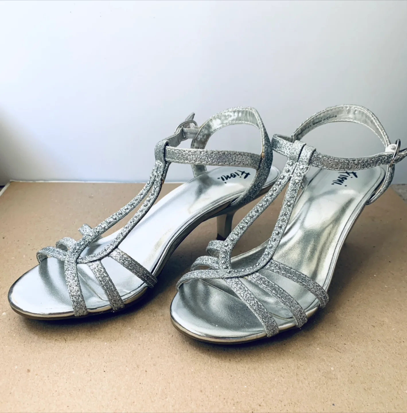 Silver Glitter Heels - Size 5 thumbnail