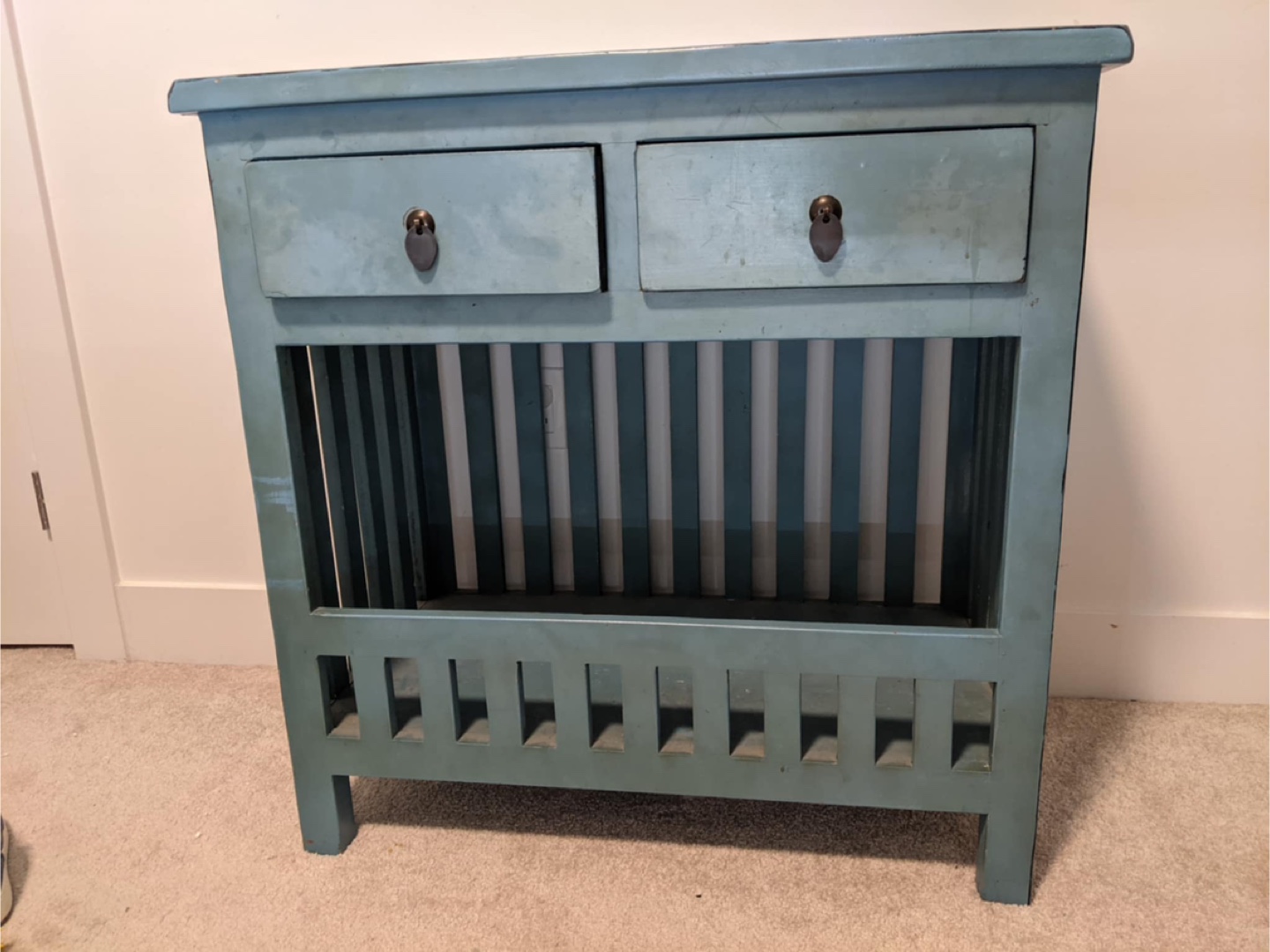 2 Blue Storage Console Table
