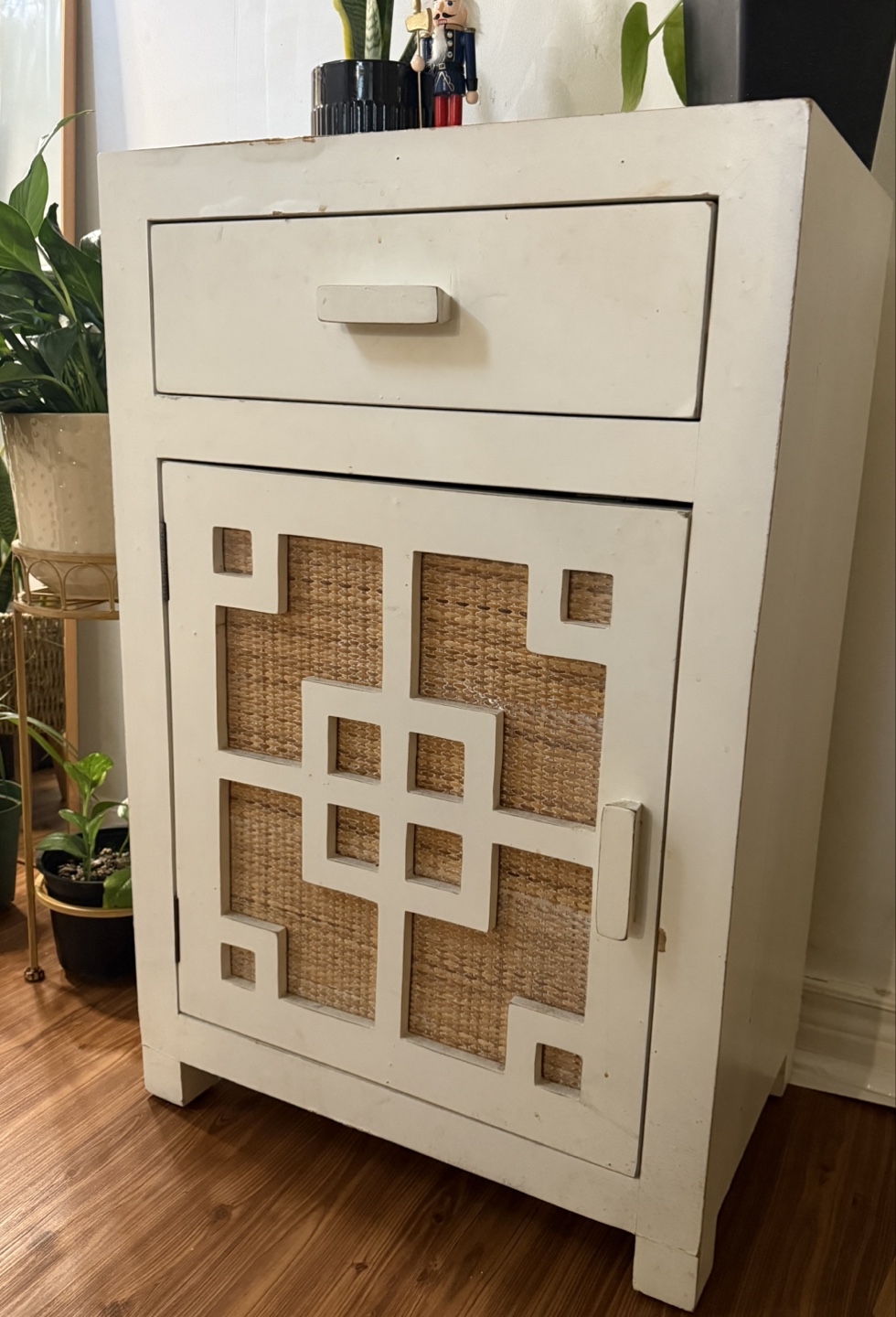 White Bedside Table with a Drawer