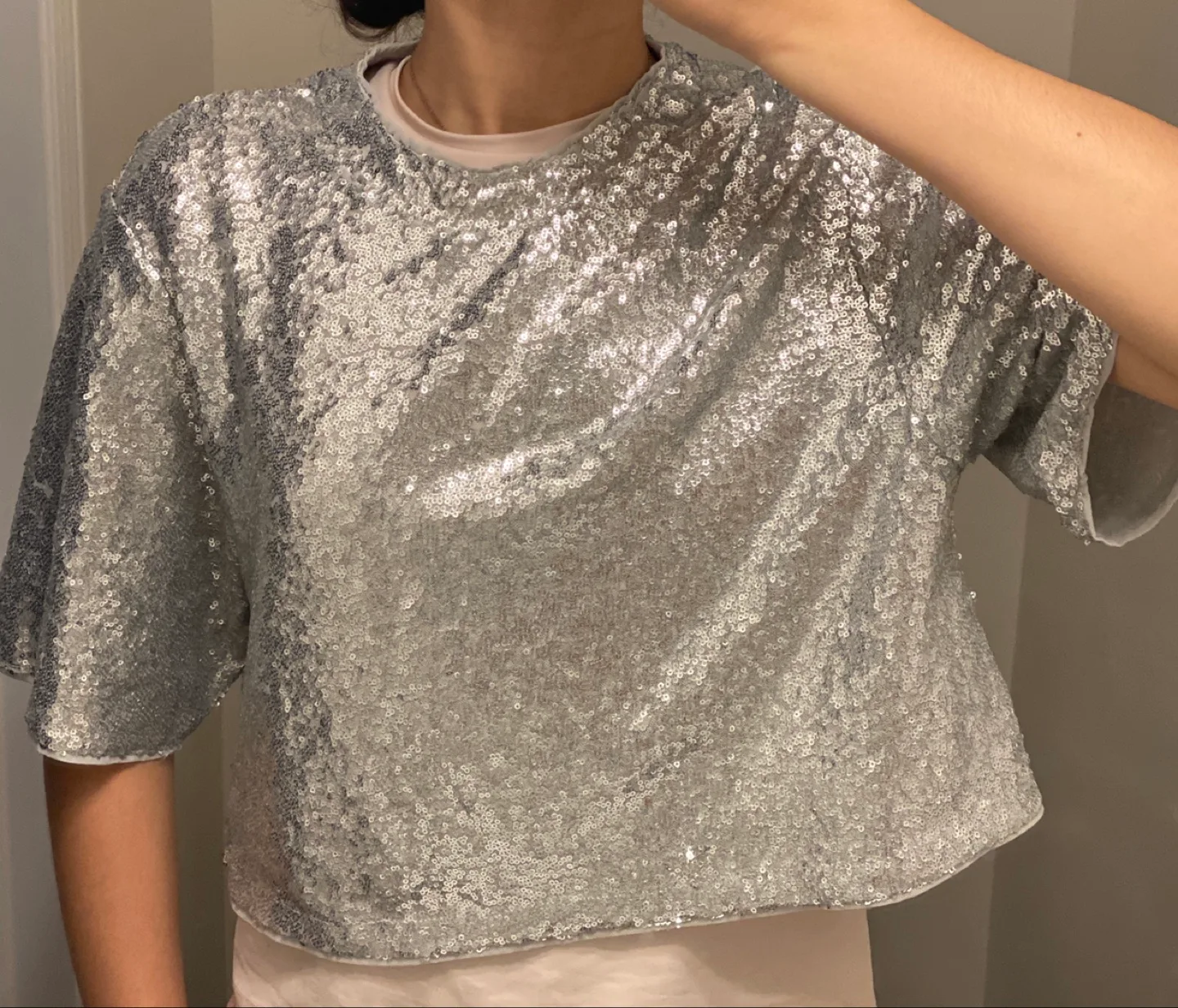 Sequin Silver Crop Top thumbnail