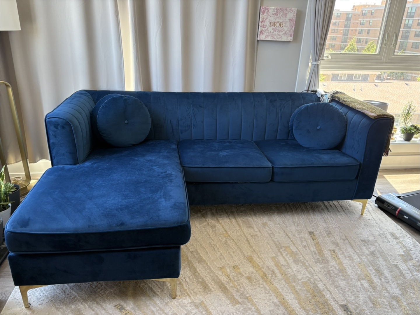 Blue Velvet Sectional Couch