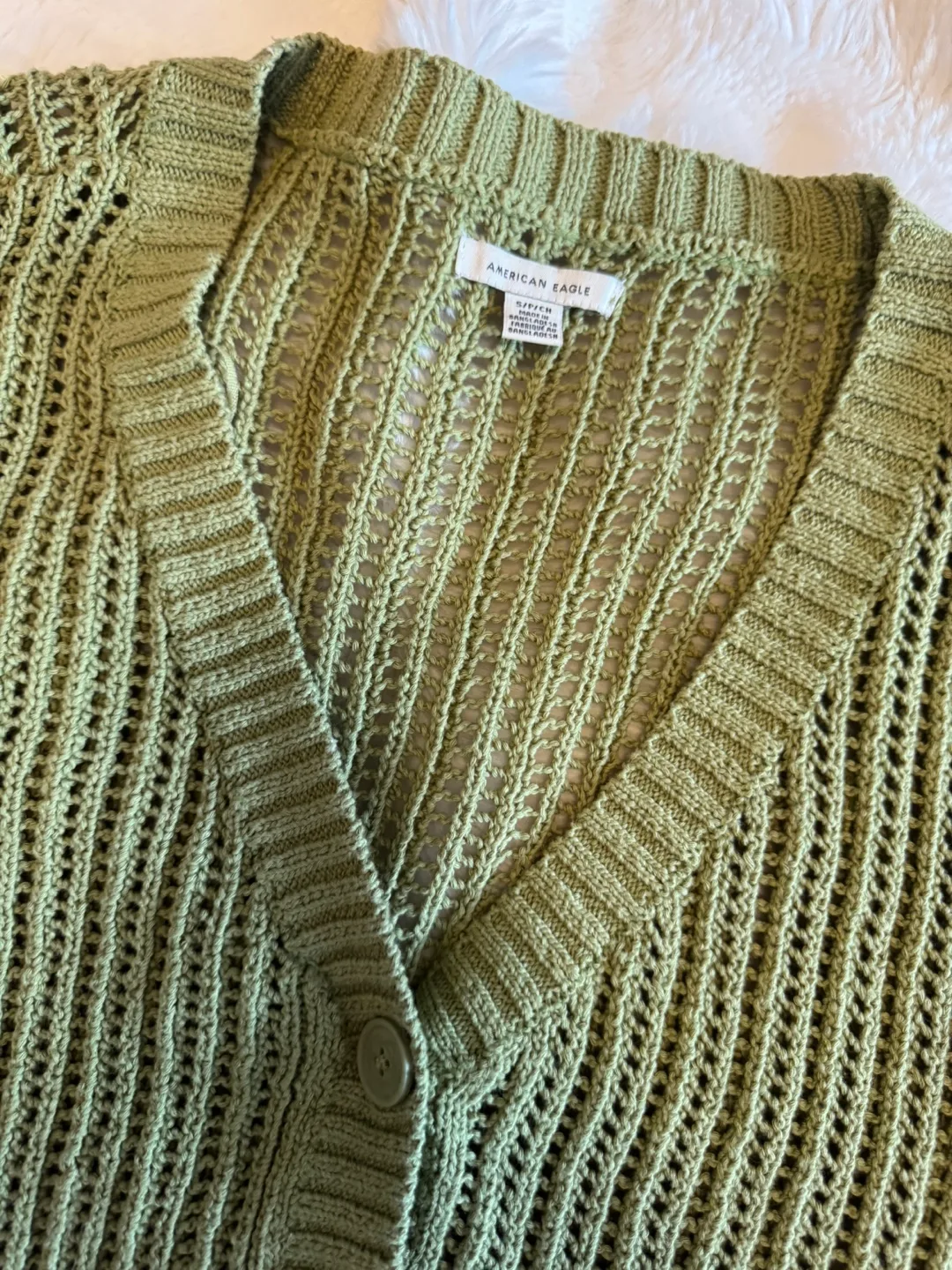 American Eagle Green Knit Cardigan thumbnail