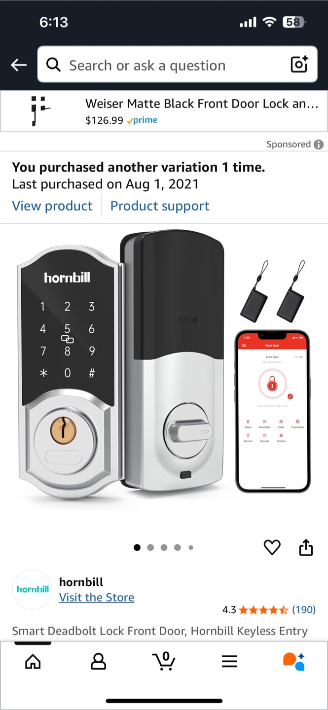 Hornbill Smart Electronic Keypad Deadbolt Lock