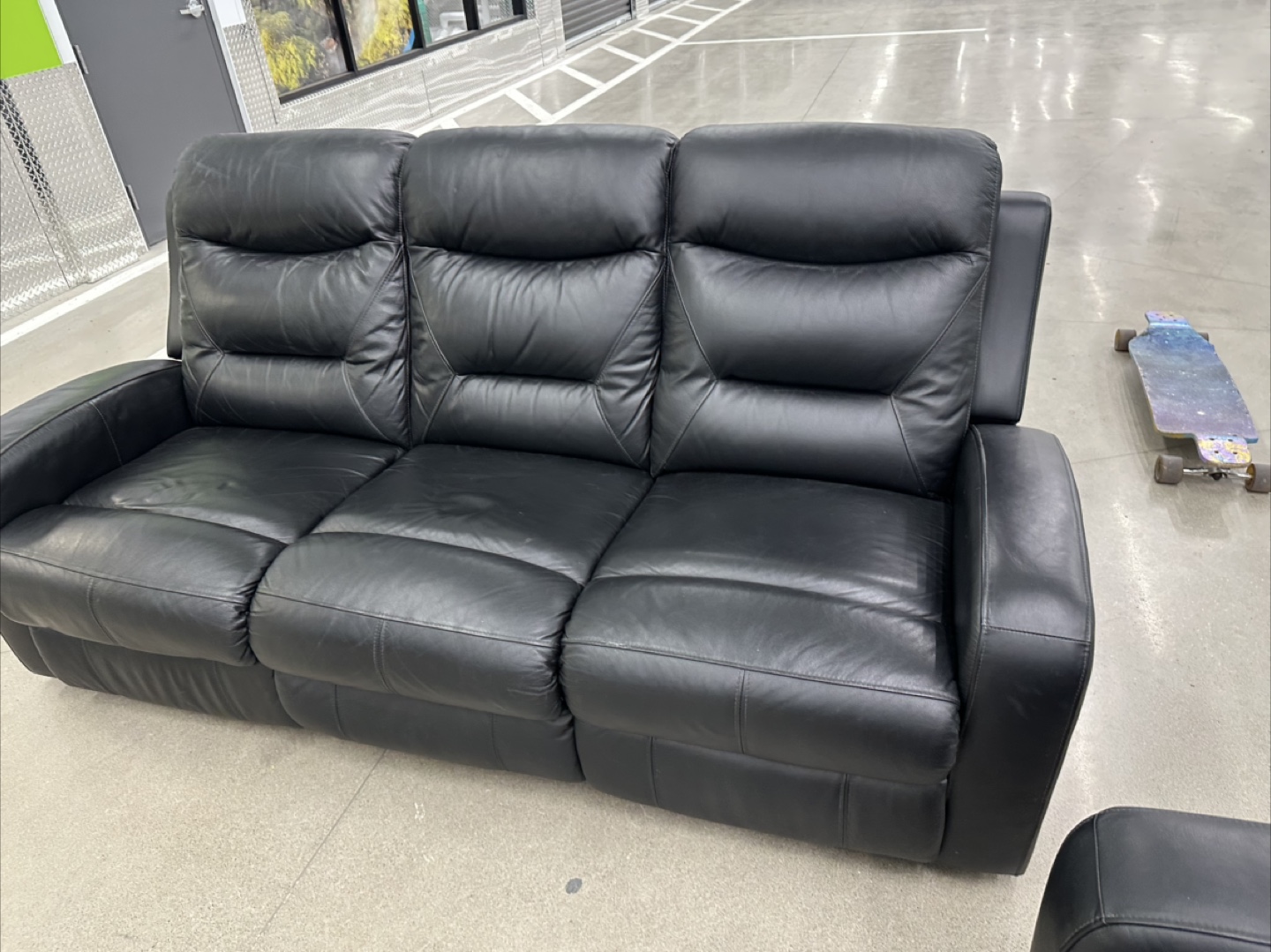 Electric Black Leather Recliner Couch