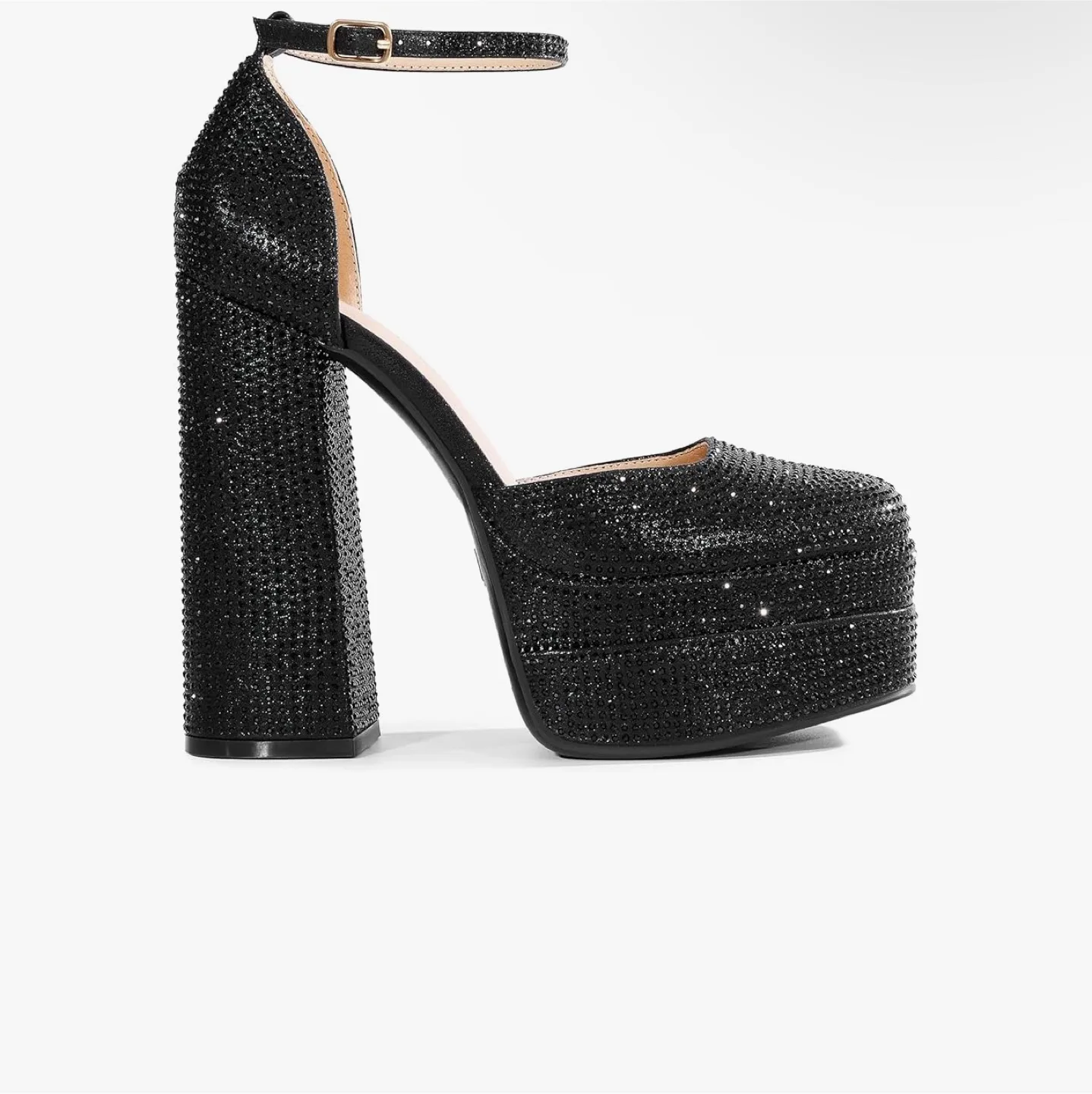Black Platform Heels with Rhinestones thumbnail