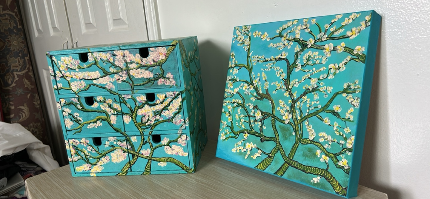 Van Gogh Inspired Artwork and Mini Chest Set
