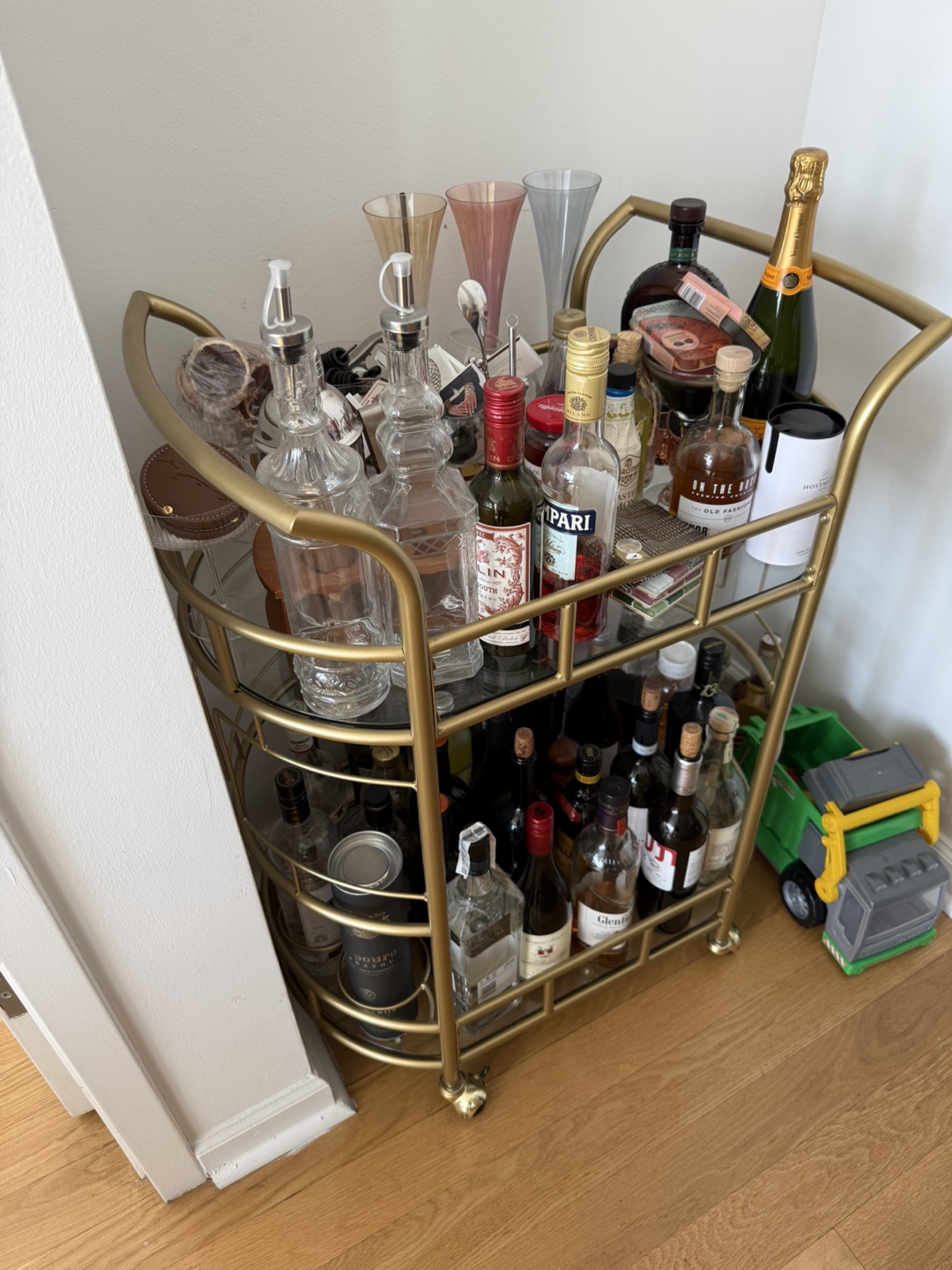 Wayfair Gold Bar Cart with Wheels