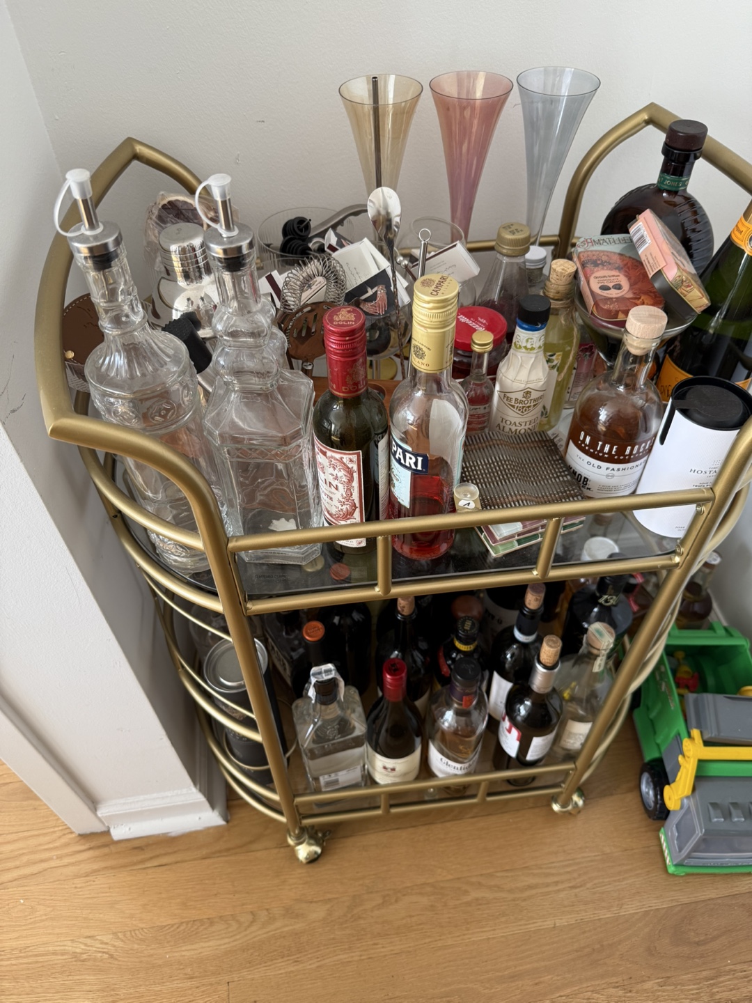 Wayfair Gold Bar Cart with Wheels - photo 2