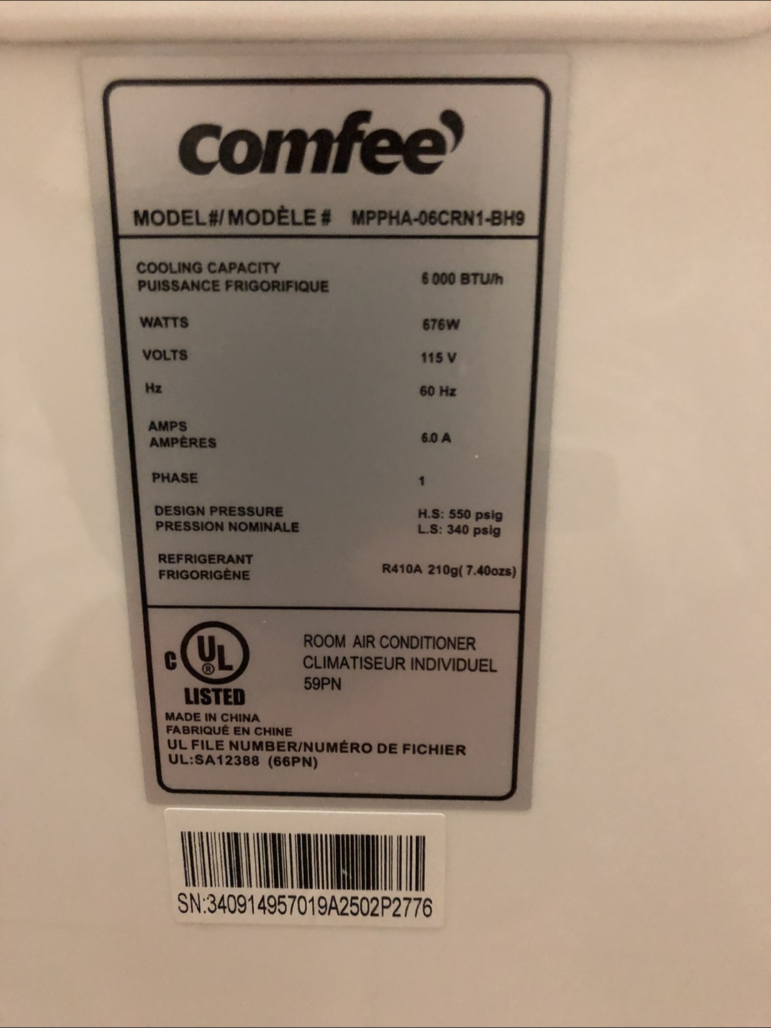 Comfee Portable Air Conditioner - photo 2