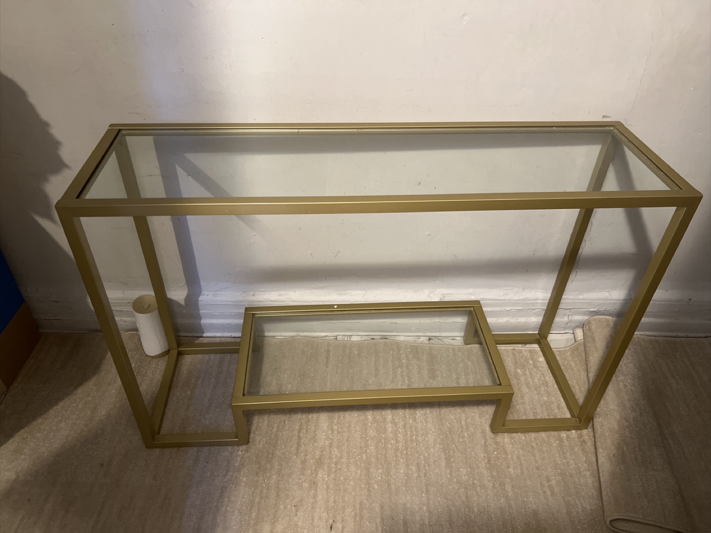 Gold Metal and Glass Console Table