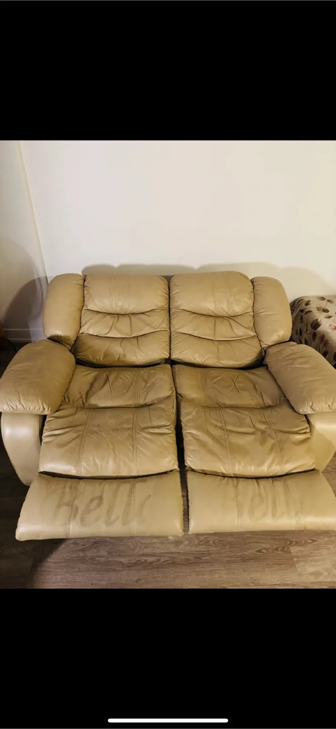Beige Reclining Loveseat thumbnail