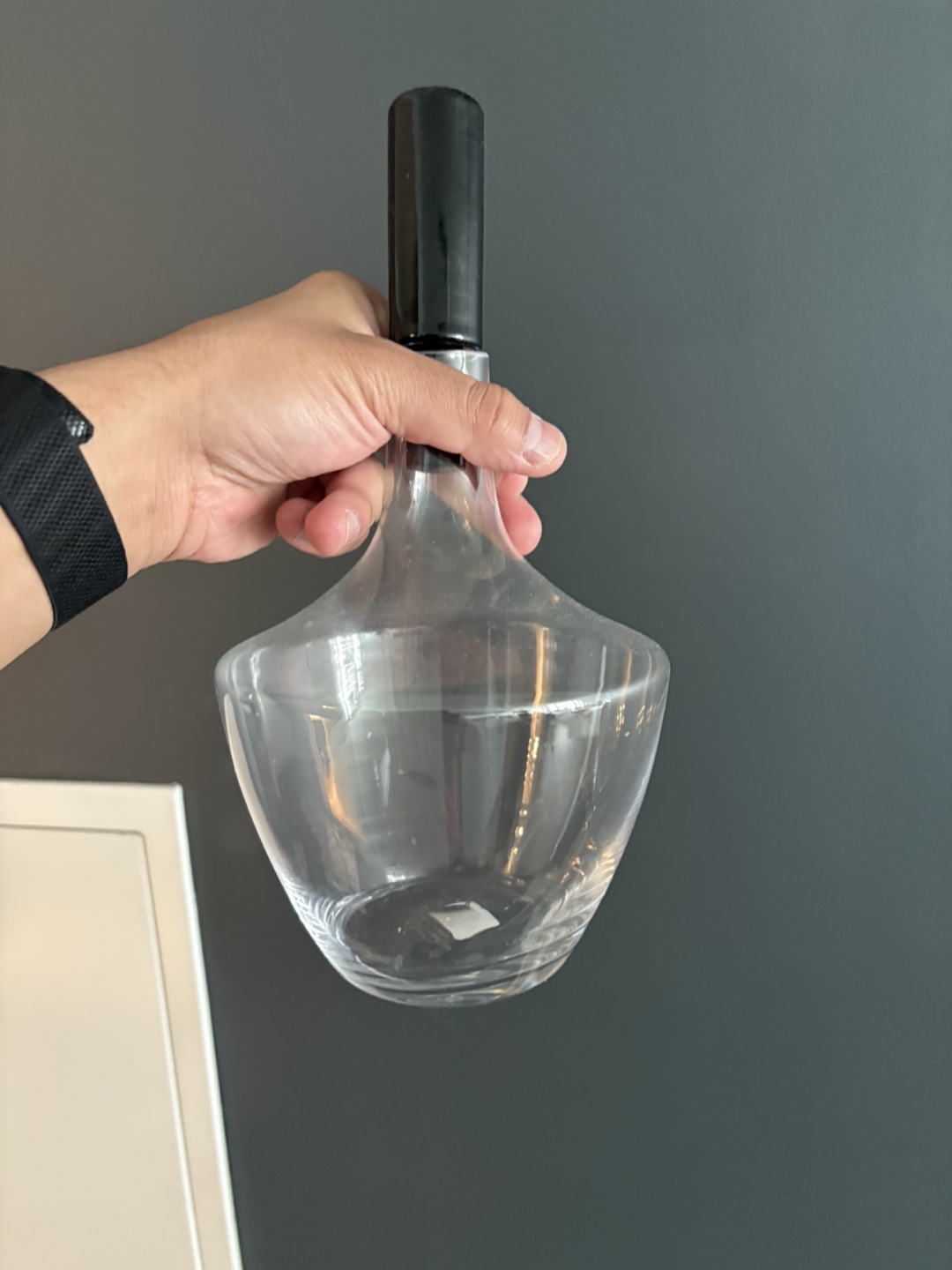 Glass Decanter with Black Handle