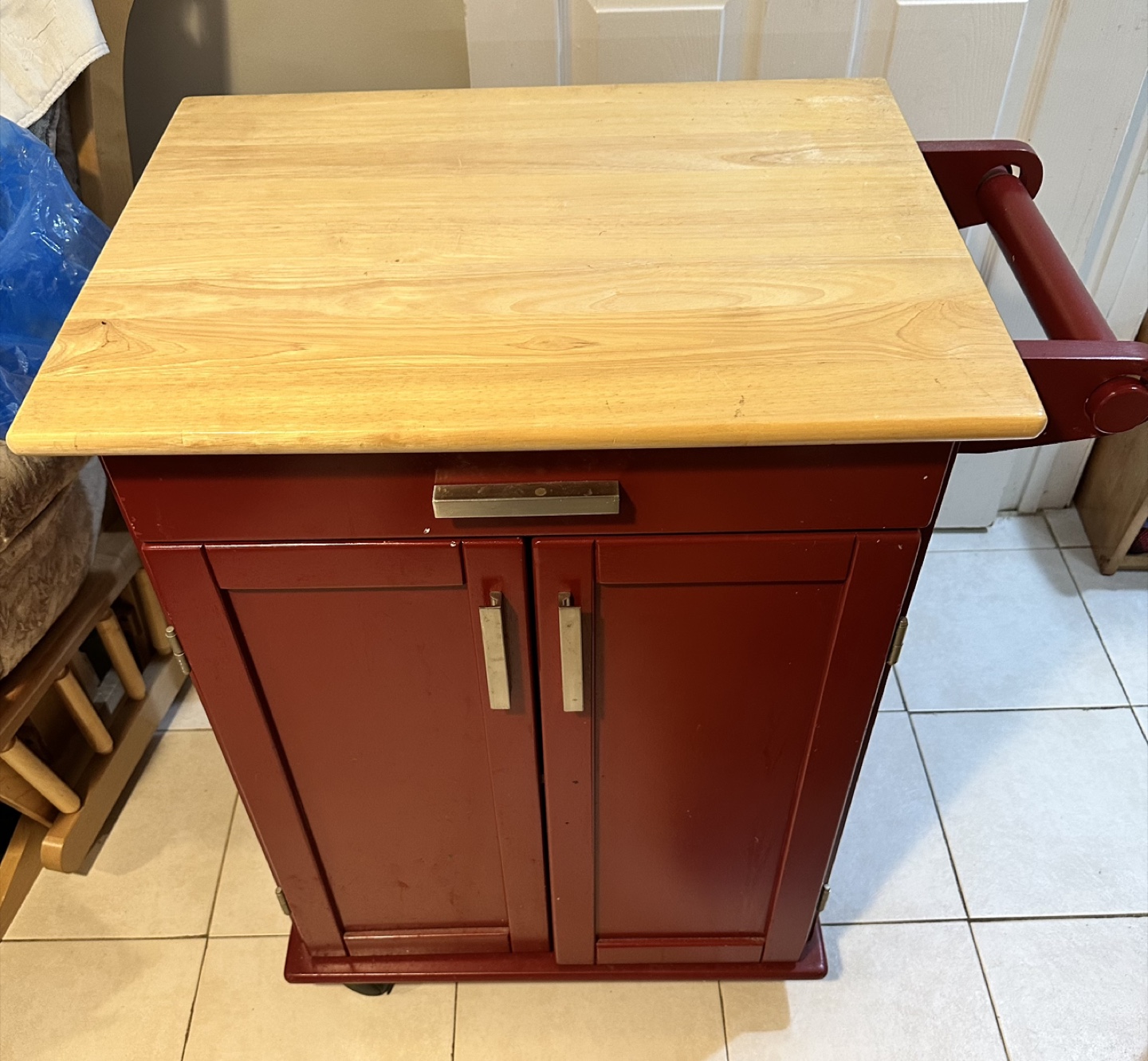 Kitchen Cart with Cabinet and Drawer