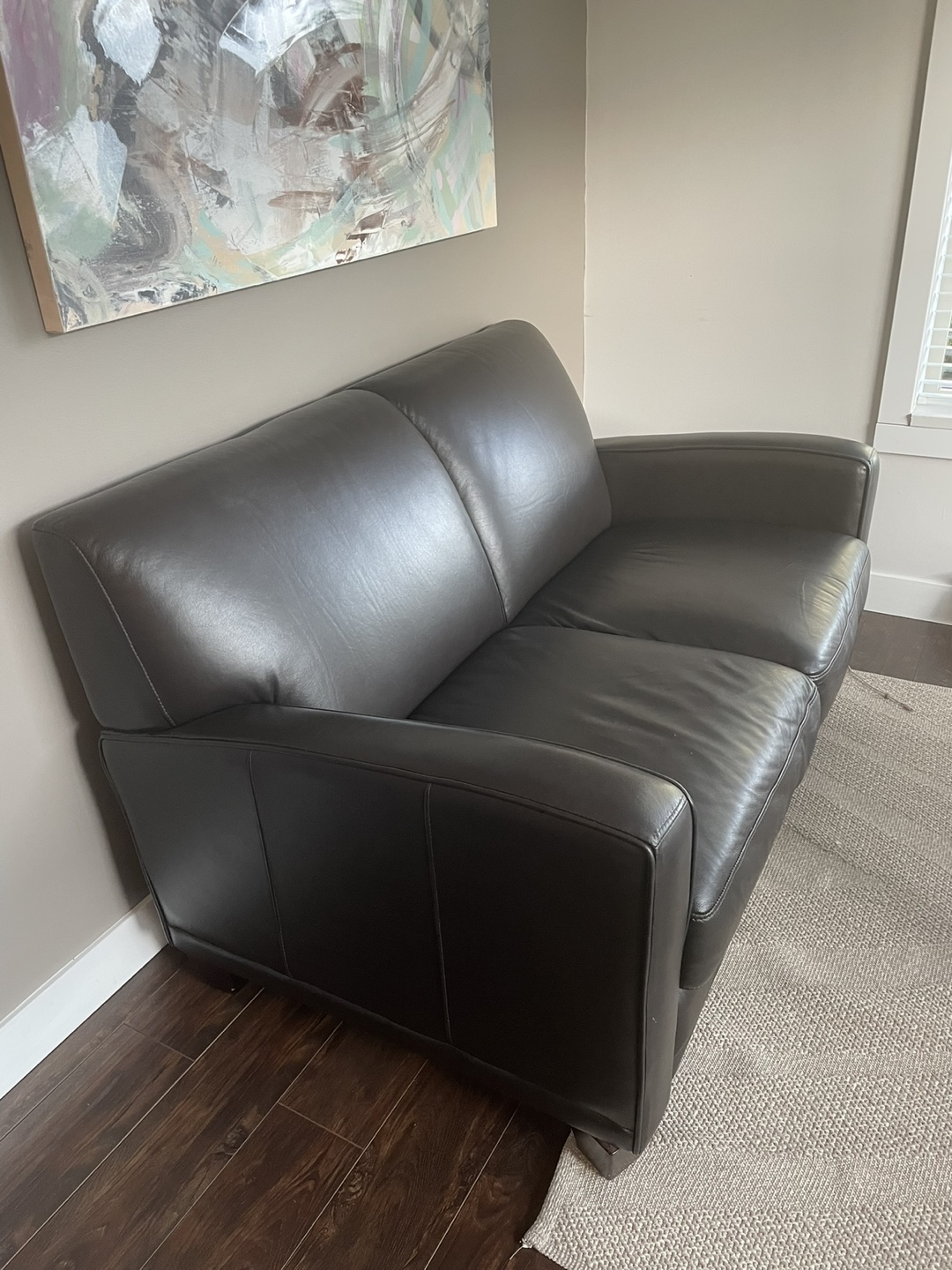 Dark Brown Leather Couch - photo 2