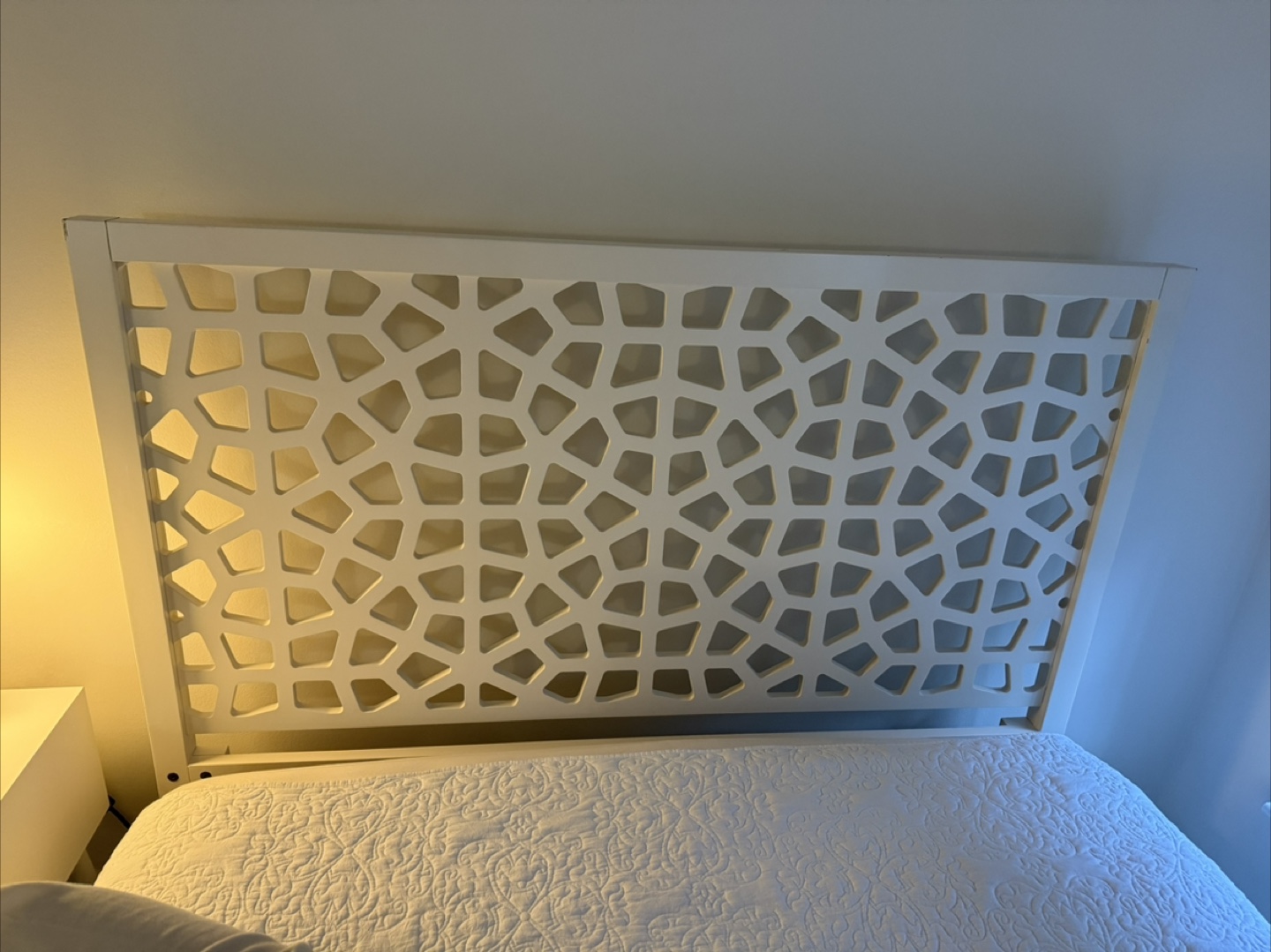 West Elm White Bed Frame with Carved Headboard - photo 3