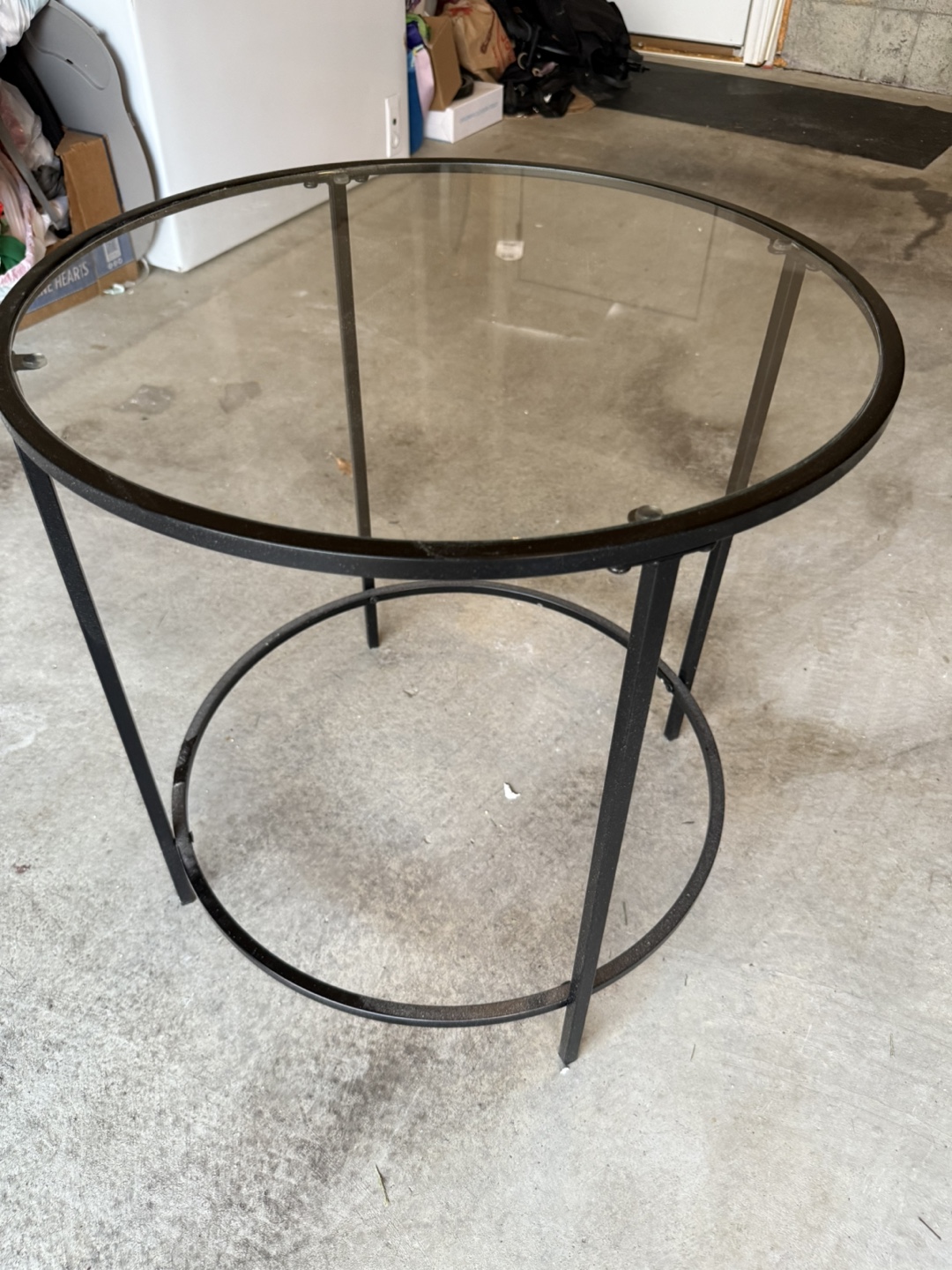 Round Glass Top Side Table