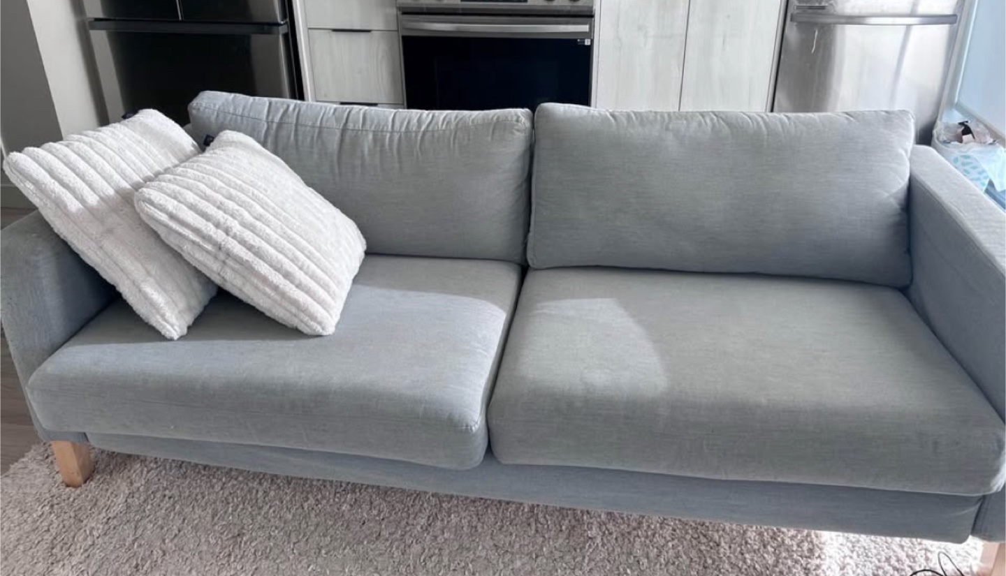 Light Grey Sofa with Pillows