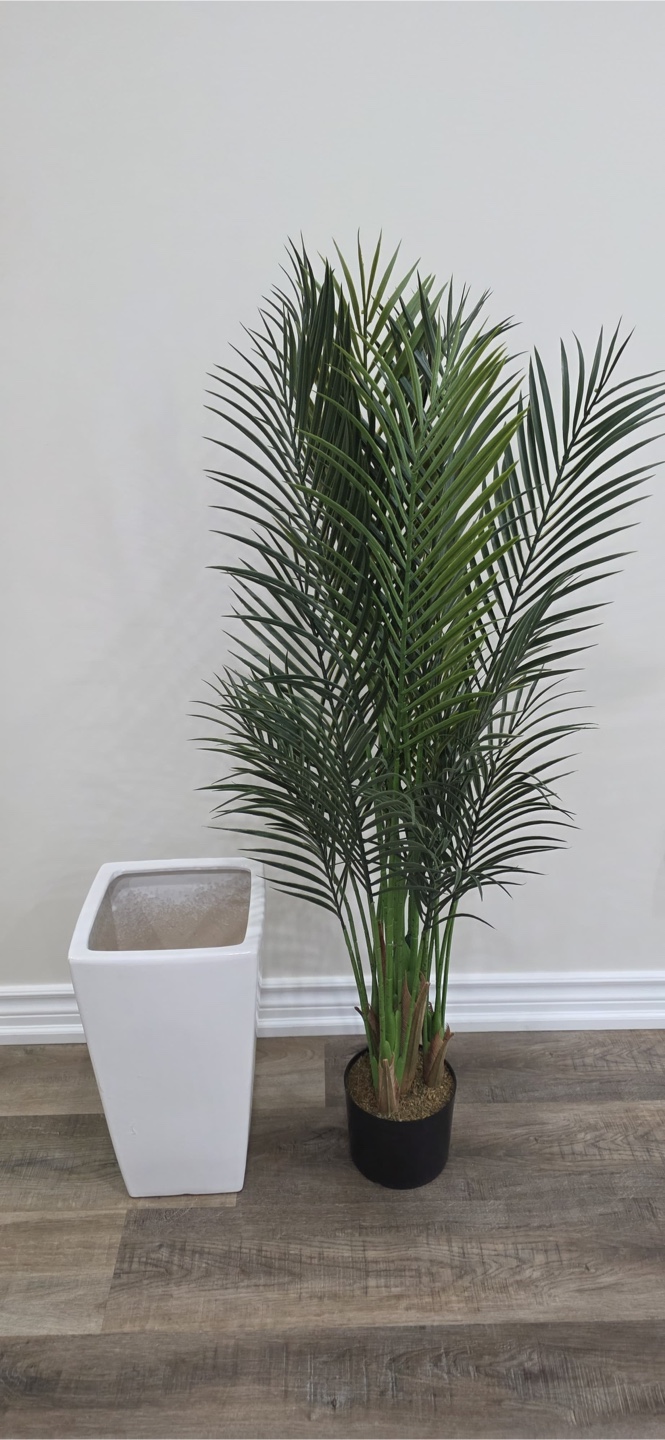 Artificial Palm Plant with White Square Pot - photo 2