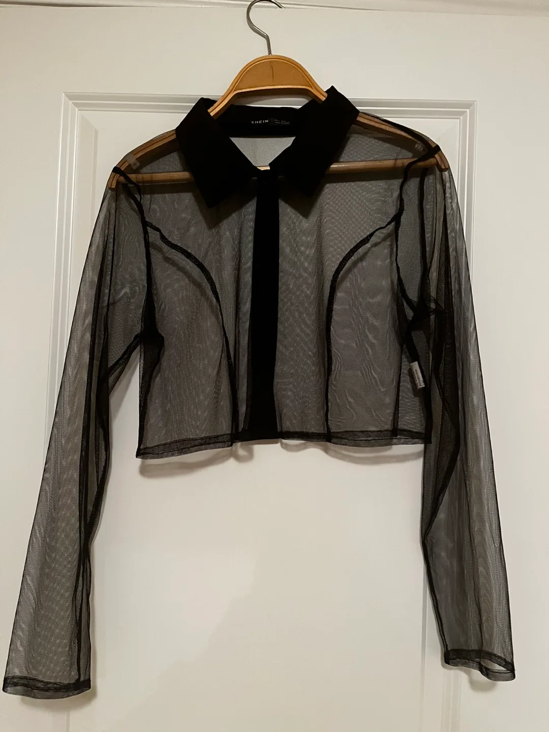 Sheer Black Cropped Top thumbnail