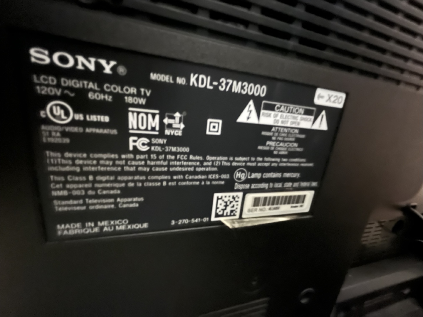 SONY KDL-37M3000 37" BRAVIA® 720p LCD HDTV - photo 2