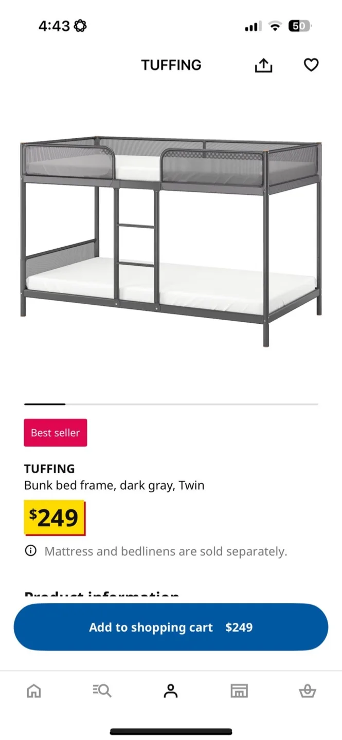 Ikea TUFING Bunk Bed Frame image indicator(3)