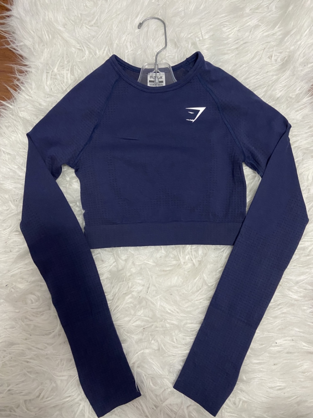 New Gymshark Vital Seamless Crop Top- Heavy Blue/ Marl